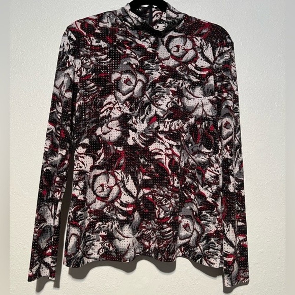 Grayse Kelly and Marie Gray Abstract Floral Mockneck Top